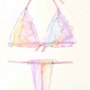 - Ombre Sheer Rave festival dancewear lingerie set